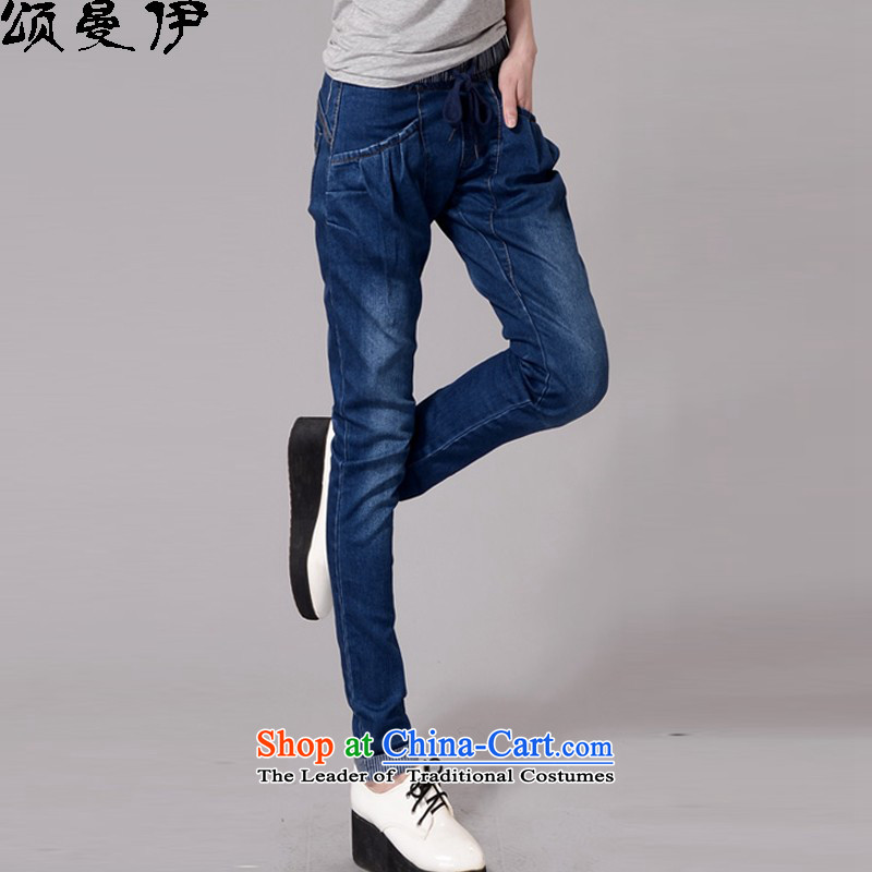 Chung Cayman El 2015 Fall/Winter Collections new Korean large thin graphics Sau San Fat MM stitching Harlan jeans female 2,157 dark blue XL, Chung Cayman El , , , shopping on the Internet