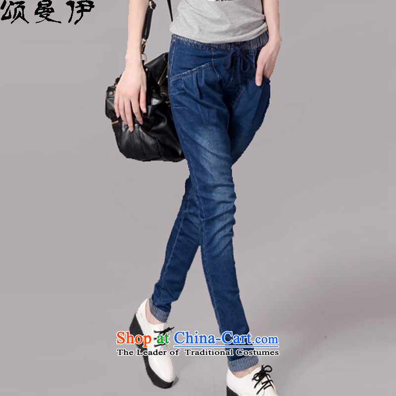 Chung Cayman El 2015 Fall/Winter Collections new Korean large thin graphics Sau San Fat MM stitching Harlan jeans female 2,157 dark blue XL, Chung Cayman El , , , shopping on the Internet