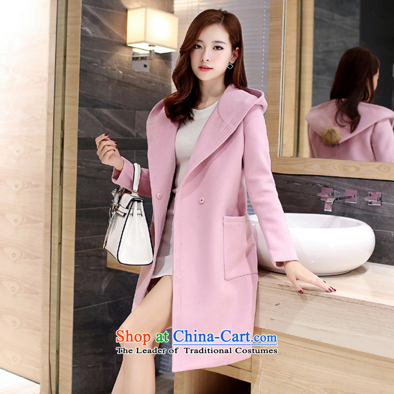 Cooked-hee autumn and winter 2015 new coats female Sau San won? Edition gross coats girls jacket? Long T-8912 pink , L, cooked-hee (SHUXI) , , , shopping on the Internet