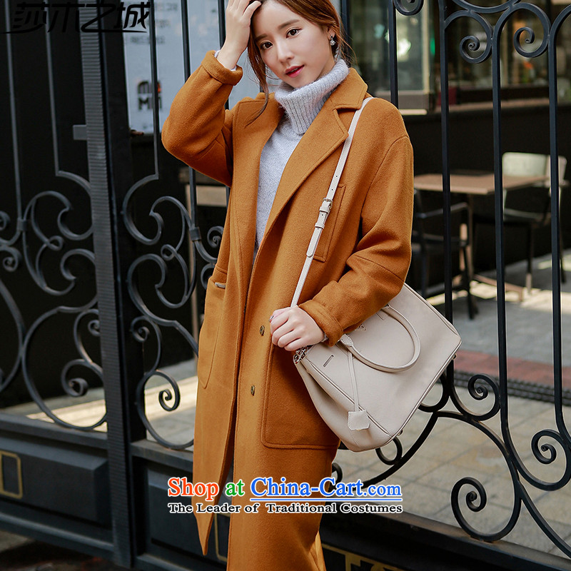 Elizabeth City  2015 winter clothing new graphics thin Korean Sau San Mao jacket girl in long?_ thick suits for larger wool coat S8191 gross? orangeM 741