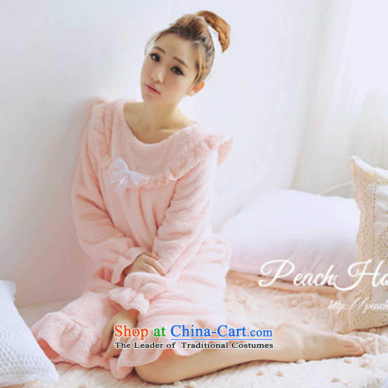 2015 Autumn Winter Korean to increase women's code thick mm thick thick long-sleeved sister relaxd bathrobe homewear 200 catties of autumn lovely pajamas Bubblegum Pink Color XXXL165-200, people who lead wire (LINXCR) , , , shopping on the Internet