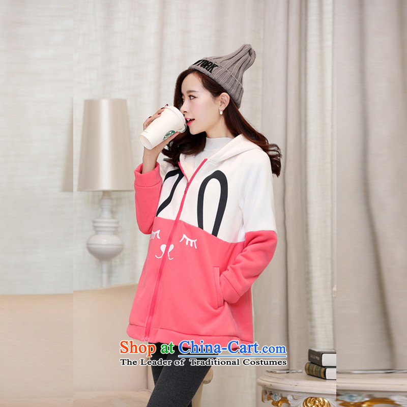 2015 Fall/Winter Collections Zz&ff Korean version of the new xl women 200 catties thick mm plus sweater jacket, lint-free Thick Pink XXL( recommendations 140-165 catty ),ZZ&FF,,, shopping on the Internet