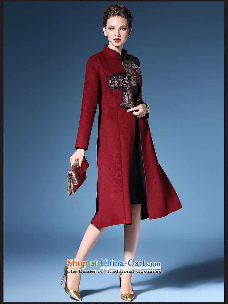 El Nina 2015 autumn and winter China wind jacket for winter? gross a wool coat girl in long national temperament windbreaker wine red XL/170 picture, prices, brand platters! The elections are supplied in the national character of distribution, so action, buy now enjoy more preferential! As soon as possible.