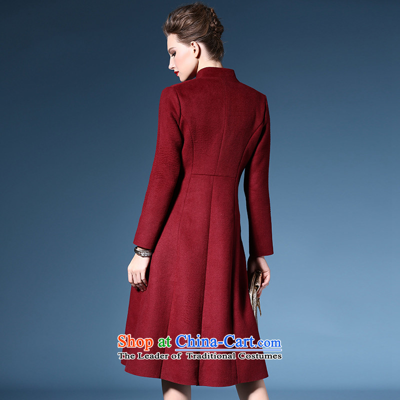El Nina 2015 autumn and winter China wind jacket for winter? gross a wool coat girl in long national temperament windbreaker wine red XL/170, El Nina helene & (co) , , , shopping on the Internet