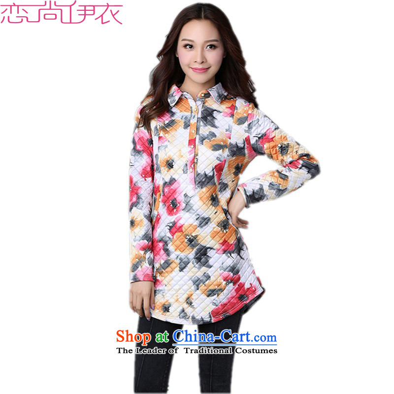 To increase the number of women in 2015 winter shirt New Folder cotton shirt female long-sleeved large stamp ethnic liberal thick clothes warm shirt 5XL approximately 180-195 Green Powder, Slim Connie shopping on the Internet has been pressed.