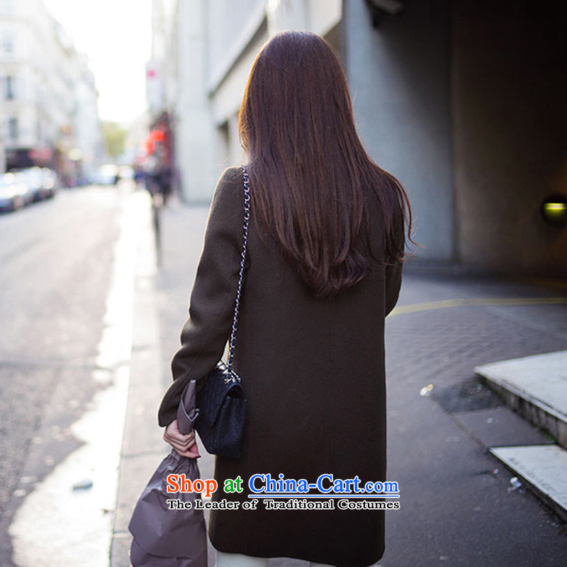 Tie-wool coat female jacket won? Edition cashmere windbreaker, long winter 2015 new coffee-colored tie-S, shopping on the Internet has been pressed.