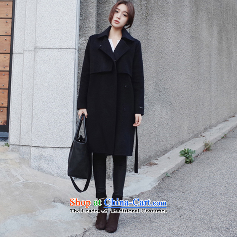 Tie-wool coat female jacket won? Edition cashmere windbreaker, long winter 2015 new black S, Mazar-e-family shopping on the Internet has been pressed.