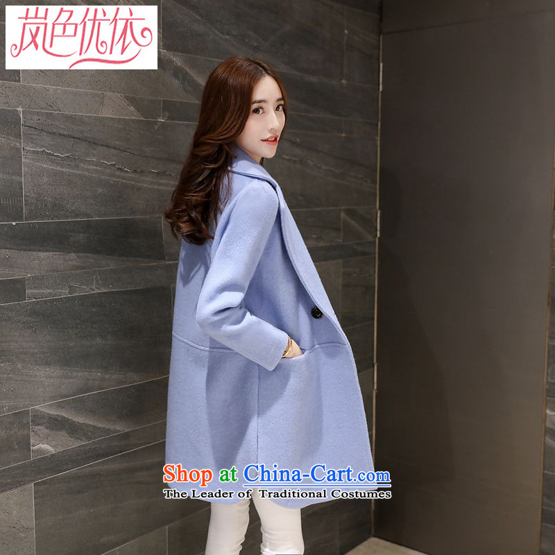 The sponsors to optimize autumn and winter color with the new Korean women's gross wind jacket in this long loose solid color cashmere large a wool coat female 601 light purple color optimization in accordance with the proposals M (LANSEYOUYI) , , , shopp