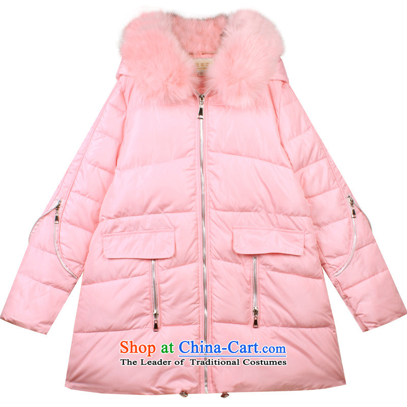 The sea route take the Korean words with cap A long, thick warm coat Zdm-c large commercial sea route spend 3XL, powder , , , shopping on the Internet