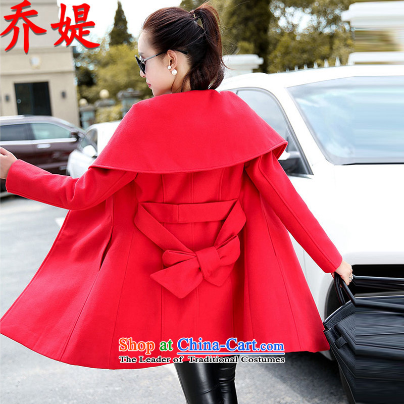 Joe customers by 2015 Fall/Winter Collections of new European and American Women's large-sided flannel strap a jacket in long strap leading double-coats RED M, gross? Joe customers , , , shopping on the Internet