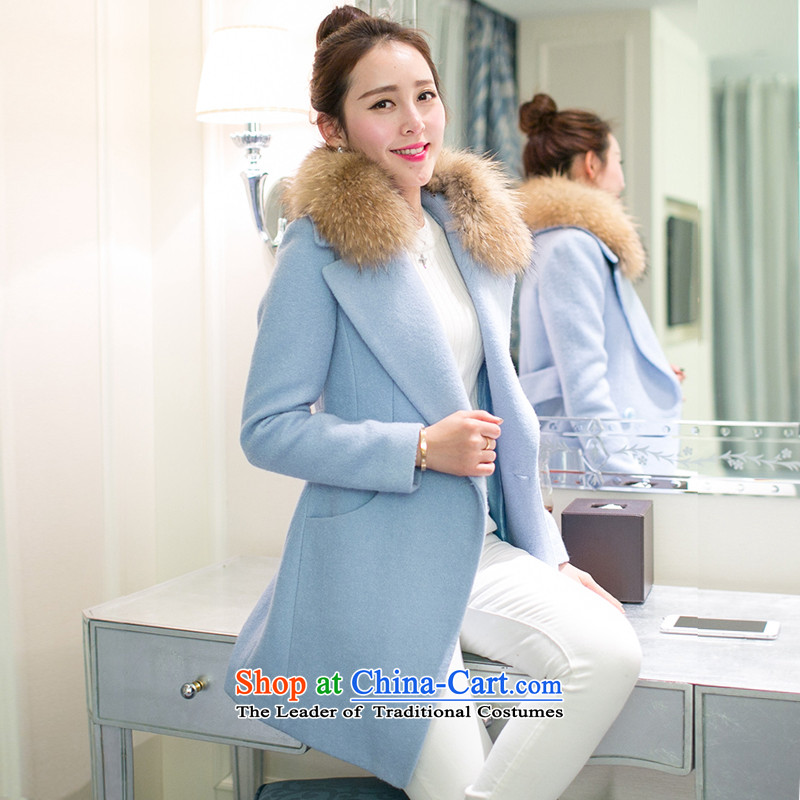 The holy day average 2015 Ying autumn and winter new gross jacket version won? Long Sau San a wool coat S514 light blue , the holy day average.... Ying shopping on the Internet