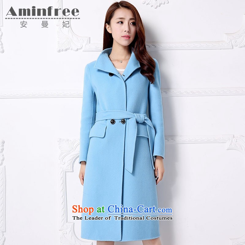 Amman Queen cashmere woolen coat girl in long 2015 new autumn and winter video thin cashmere gross Sau San? with waistband overcoats- L, Amman Queen (AMINFREE) , , , shopping on the Internet