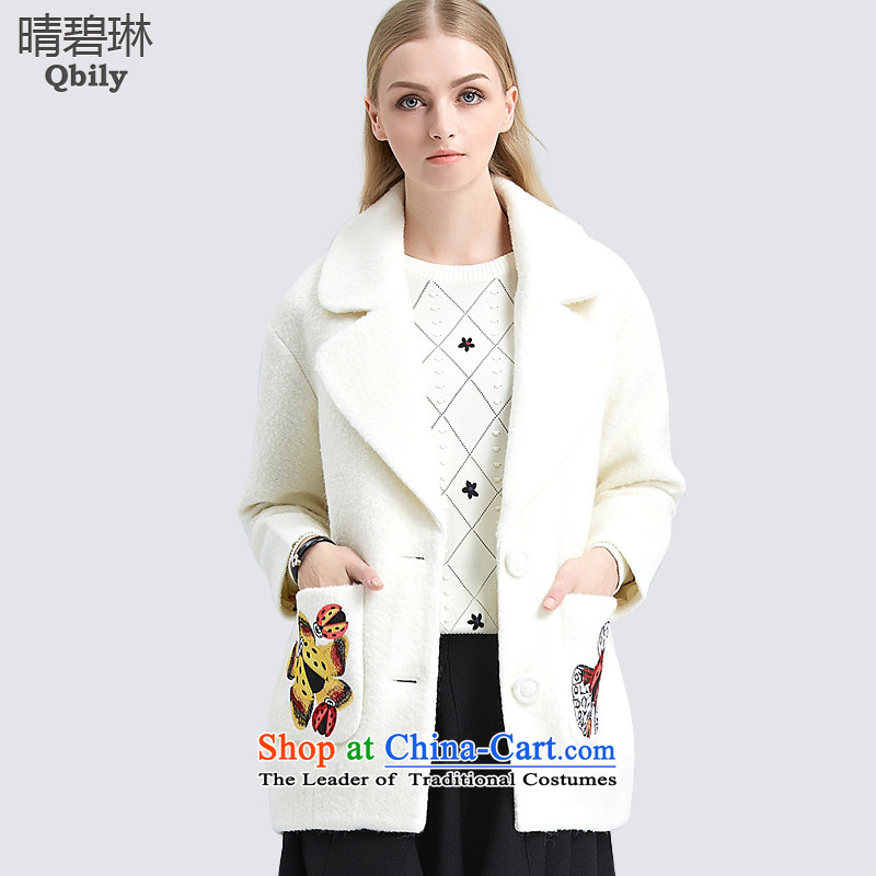 Sunny autumn 2015 Load Lin Pi-new products for women connected for long-sleeved calluses flip-embroidery in long hair? m white coats XS
