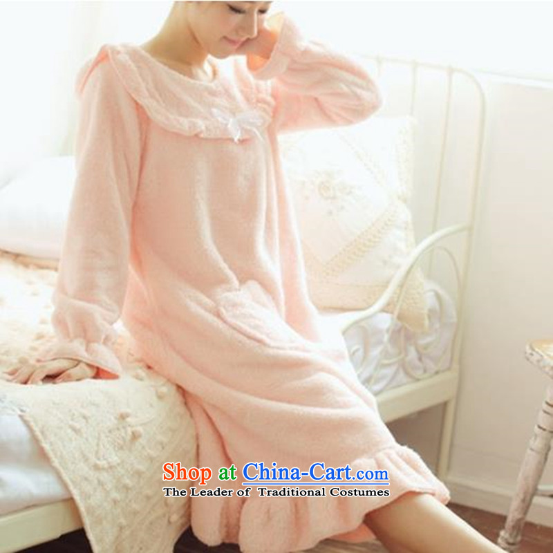3 Doam autumn and winter 2015 large ladies casual relaxd casual long-sleeved billowy flounces Shu lint bathrobe S6130 Bubblegum Pink Color 3XL, three doam shopping on the Internet has been pressed.