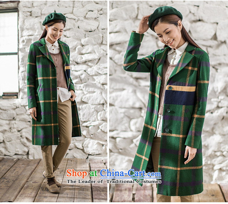 Athena Chu Cayman 2015 winter clothing new arts latticed knocked the stitching long coats)?? (8543210082- flower coats emerald- M images, prices, brand platters! The elections are supplied in the national character of distribution, so action, buy now enjoy more preferential! As soon as possible.