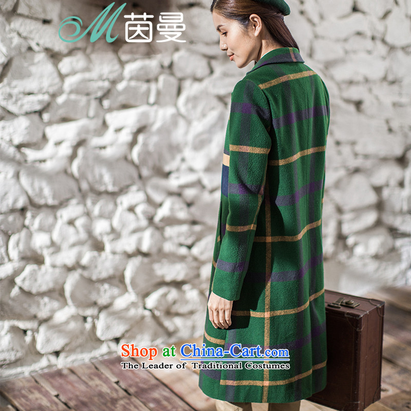 Athena Chu Cayman 2015 winter clothing new arts latticed knocked the stitching long coats)?? (8543210082- flower coats Emerald Athena Chu (M) has been pressed on INMAN, DIRECTOR Shopping