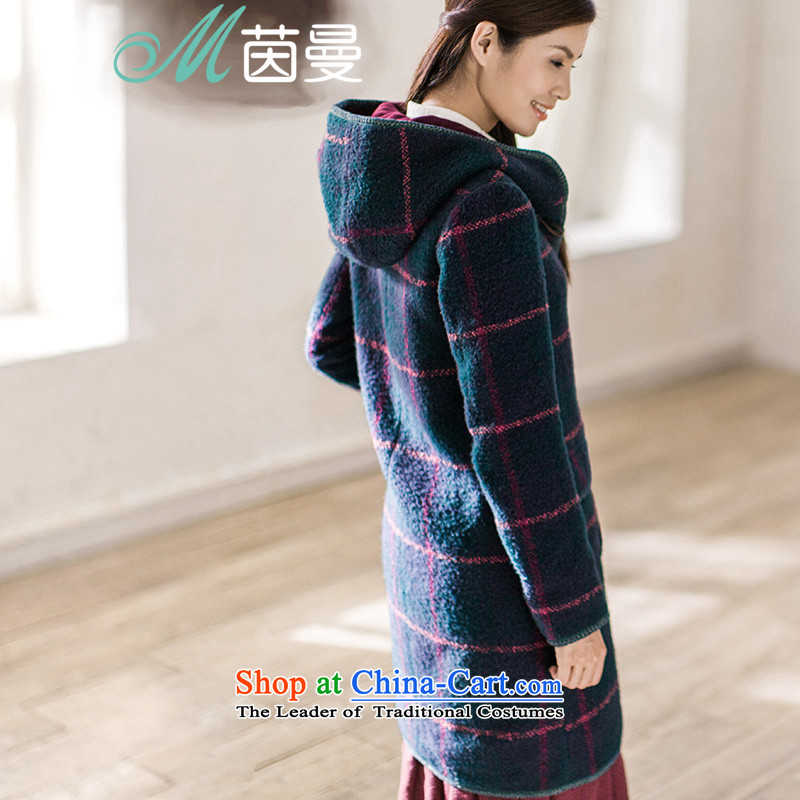 Athena Chu Cayman 2015 winter clothing new arts grid with cap long coats)? wild? (8543210089 coats as soon as possible dark green M Athena Amman deep (INMAN, DIRECTOR) , , , shopping on the Internet