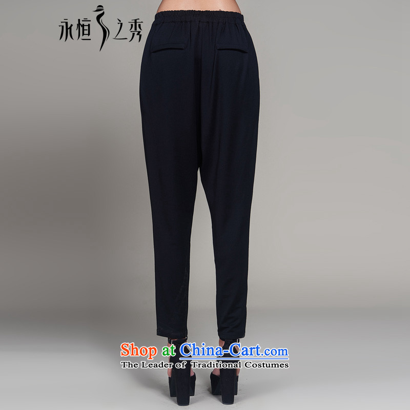 The Eternal-soo to xl female Harlan pants 2015 Autumn new products thick mm thick people in Europe and America relaxd sister video thin autumn) Leisure long black pants castor 4XL, eternal Soo , , , shopping on the Internet