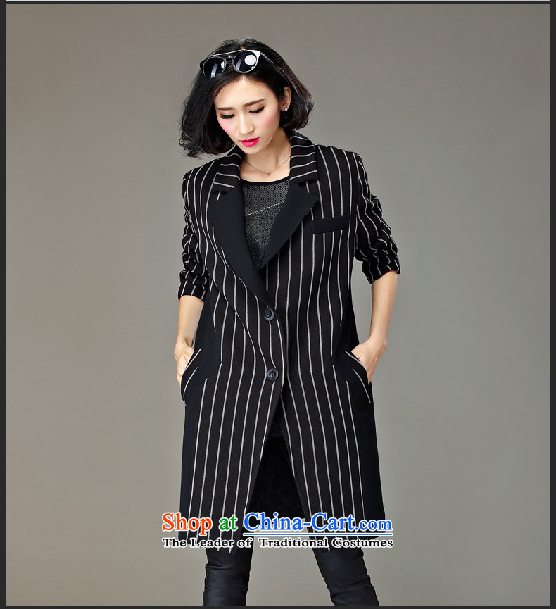 The Eternal Soo-To increase the number of female jackets winter 2015 new product expertise mm thick people fall/winter sister video in thin long suit 200 catties black and white stripes jacket, color pictures, prices, 2XL brand platters! The elections are supplied in the national character of distribution, so action, buy now enjoy more preferential! As soon as possible.