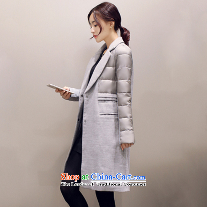 De-yuan by 2015 Fall/Winter Collections in the new Korean long thick stitching gross? coats female Sau San video thin temperament D143 jacket sub picture Connie color , L'Yuan (DELUTAOS) , , , shopping on the Internet