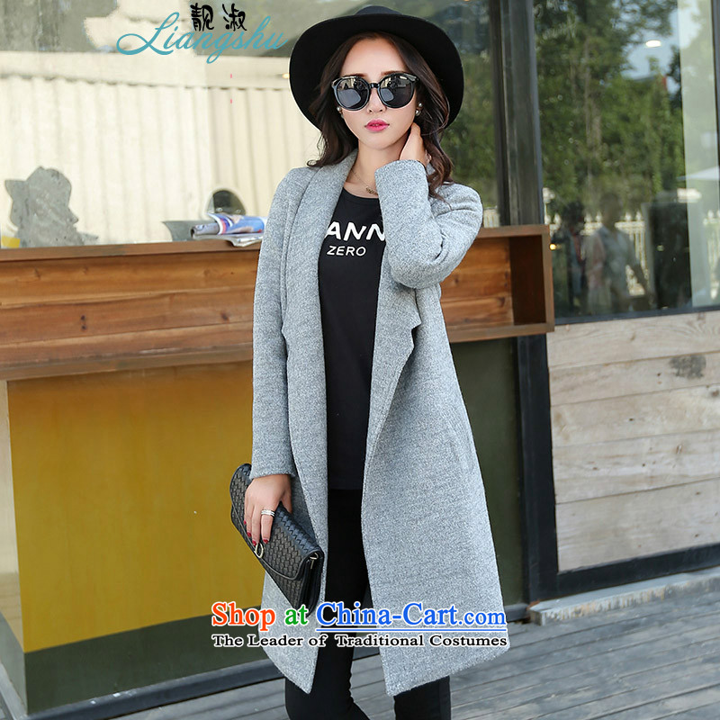 Mrs medium to long term friendship gross? 2015 autumn and winter coats of Korean version of the new trendy Sau San latticed gross? female gray jacketXXL