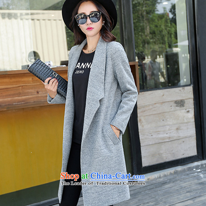 Mrs medium to long term friendship gross? 2015 autumn and winter coats of Korean version of the new trendy Sau San latticed gross jacket female gray XXL,? thank Mrs (liangshu) , , , shopping on the Internet