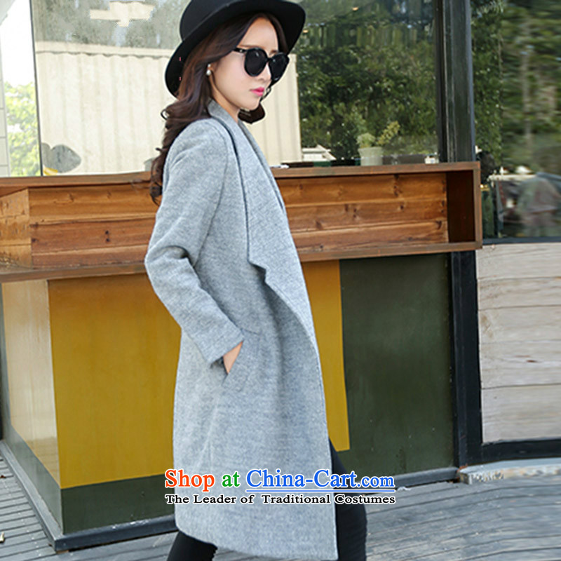 Mrs medium to long term friendship gross? 2015 autumn and winter coats of Korean version of the new trendy Sau San latticed gross jacket female gray XXL,? thank Mrs (liangshu) , , , shopping on the Internet