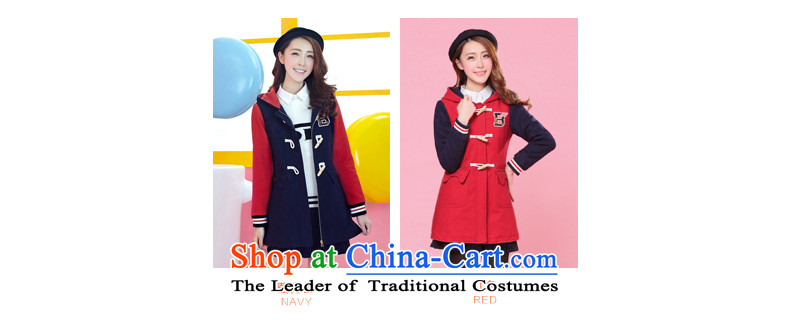Dream Xin Preppy Winter 2015 New Girls Middle School Korean Pack gross girls jacket? long horns detained wool a wool coat female Sau San Dark Blue M picture, prices, brand platters! The elections are supplied in the national character of distribution, so action, buy now enjoy more preferential! As soon as possible.