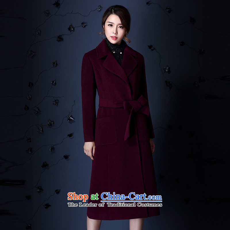 Addis Ababa Elizabeth 2015 autumn and winter Overgrown Tomb new gross jacket Korean? system with high-end products in long coats of female purple cashmere2XL