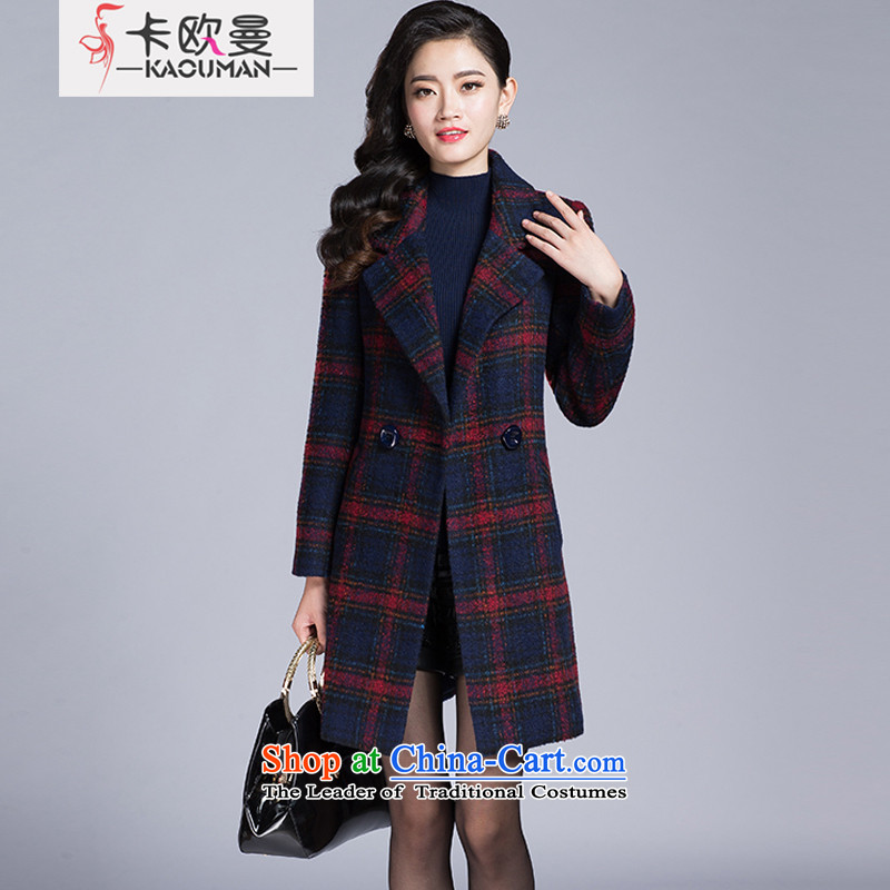 In 2015, the Cayman autumn and winter in new long lapel a grain Gross deduction jacket upscale elegance? wild Plaid Foutune of graphics and red T-shirt thin wool S L, in Cayman , , , shopping on the Internet