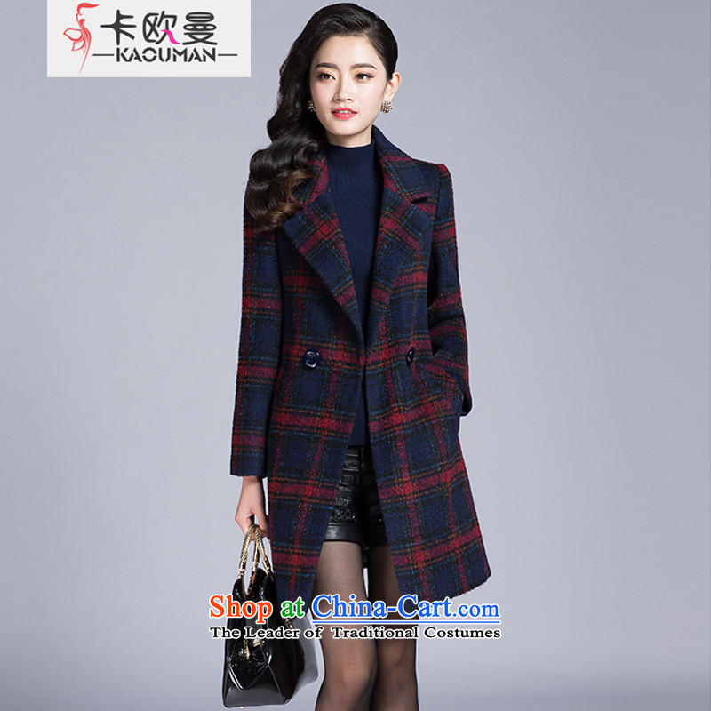 In 2015, the Cayman autumn and winter in new long lapel a grain Gross deduction jacket upscale elegance? wild Plaid Foutune of graphics and red T-shirt thin wool S L, in Cayman , , , shopping on the Internet