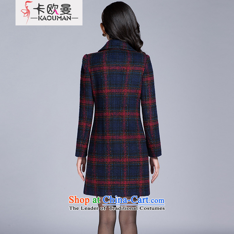 In 2015, the Cayman autumn and winter in new long lapel a grain Gross deduction jacket upscale elegance? wild Plaid Foutune of graphics and red T-shirt thin wool S L, in Cayman , , , shopping on the Internet