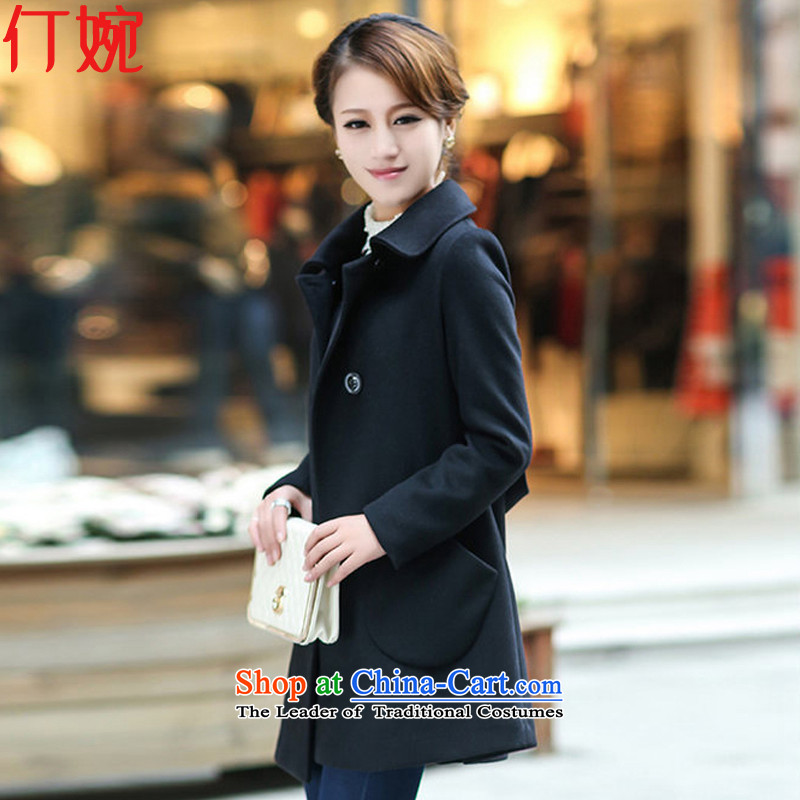 Ding Yuen 2015 Fall/Winter Collections Korean version of thin hair? large female coats gross wz01 Ms. jacket? black XXL, Lingding Yuen (wan) , , , ding shopping on the Internet