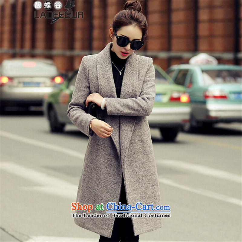 The talks choya2015 autumn and winter new Korean Sau San plus extra thick hair? coats, lint-free, long hair? jacket female grayM