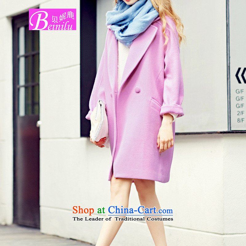 Connie Deer 2015 Autumn Addis Ababa new long-sleeved jacket? gross girl in long wool a wool coat autumn and winter clothes pink S, Addis Ababa Connie deer (beinilu) , , , shopping on the Internet