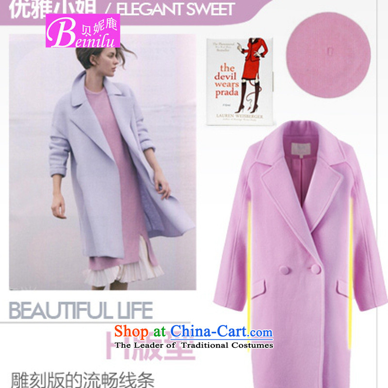 Connie Deer 2015 Autumn Addis Ababa new long-sleeved jacket? gross girl in long wool a wool coat autumn and winter clothes pink S, Addis Ababa Connie deer (beinilu) , , , shopping on the Internet