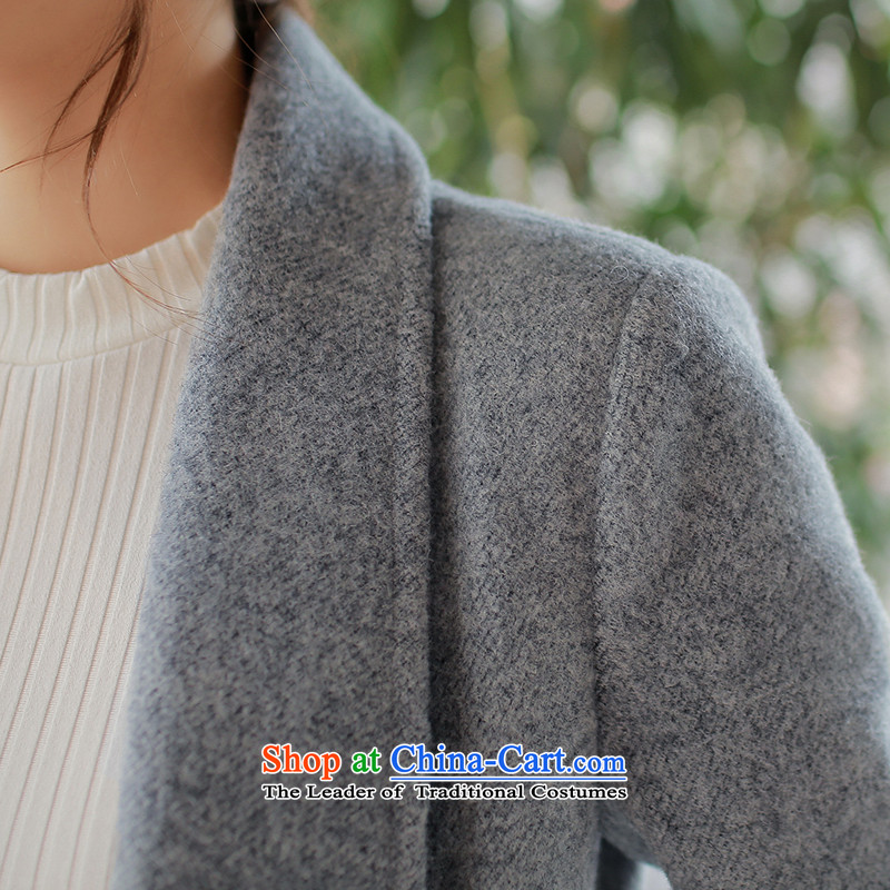 Elizabeth City : 2015 autumn and winter new thick Sau San Korean girl in gross? jacket long OL without a version of cardigan a wool coat S8180 gray , paras. 105-115 M Elizabeth City of wood , , , shopping on the Internet