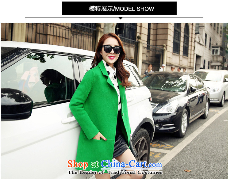 Library Sija 2015 autumn and winter Korean small business suit for simple star fan stitching jade in long wool coat loose lady? jacket female green M picture, prices, brand platters! The elections are supplied in the national character of distribution, so action, buy now enjoy more preferential! As soon as possible.