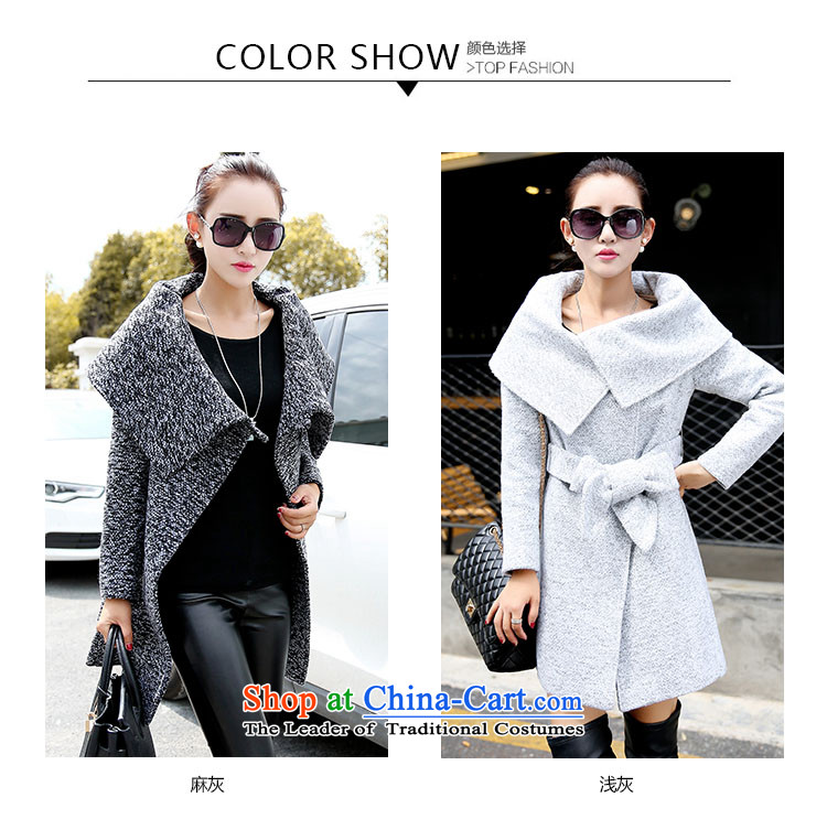 Joe customers by 2015 Fall/Winter Collections new Korean girl in gross? jacket long stylish large roll collar video thin tether Sau San elegant a wool coat ma gray M picture, prices, brand platters! The elections are supplied in the national character of distribution, so action, buy now enjoy more preferential! As soon as possible.