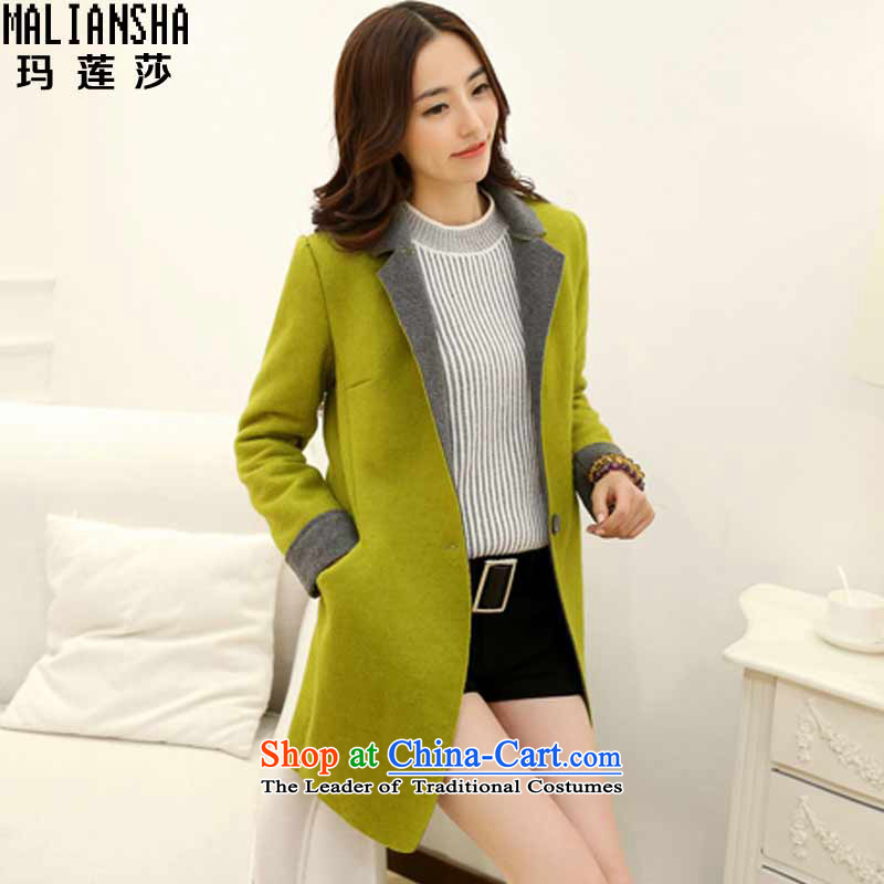 Princess Elizabeth 2015 Autumn Lin new for women Korean jacket fall? gross Sau San large a wool coat female M16951 GREEN?XL