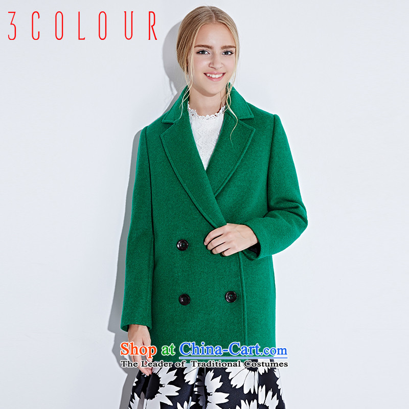 -3- is designed for multimedia new 2015 winter clothing, double-pure color coats gross wind western? female green 160_84A_M D542049D10