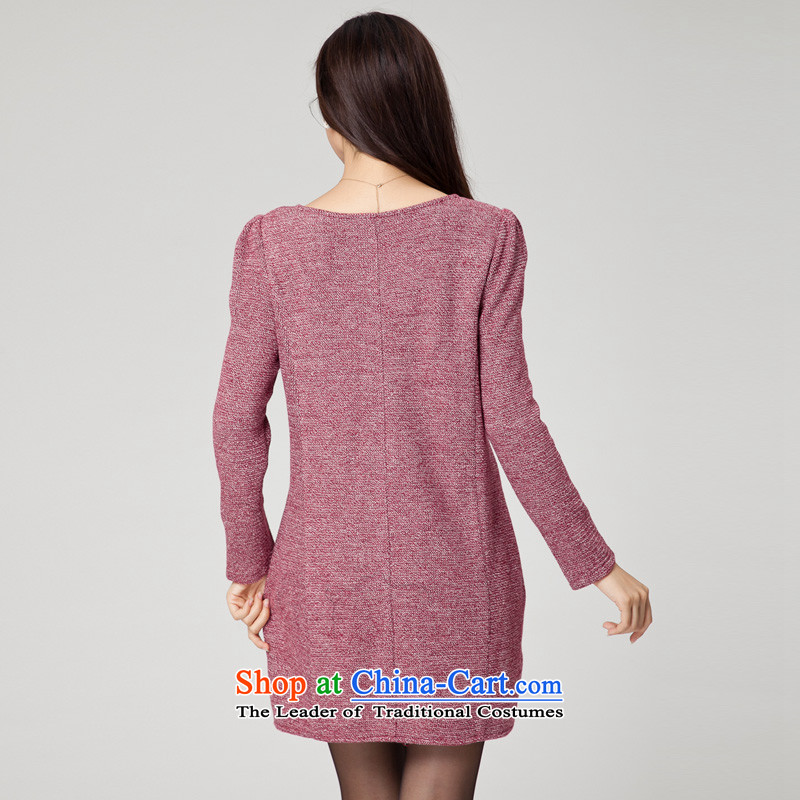 The interpolator auspicious for larger women 2015 Fall/Winter Collections new thick mm thin to increase video stylish and simple temperament knitted dresses K038 long-sleeved red 3XL, giggling auspicious shopping on the Internet has been pressed.