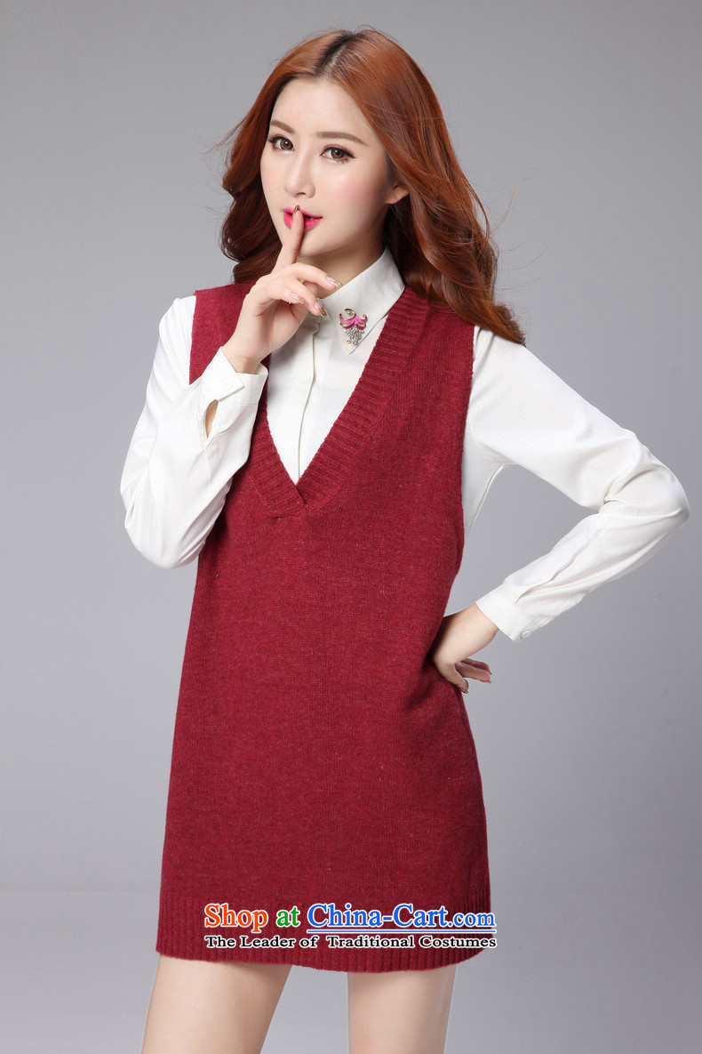 To XL 2015 Autumn and Winter Sweater dresses, forming a new women's dress code V-neck, Sau San large sleeveless vest vest jacket skirt knitting dress skirt thick wine red XL approximately 120-140 catty picture, prices, brand platters! The elections are supplied in the national character of distribution, so action, buy now enjoy more preferential! As soon as possible.