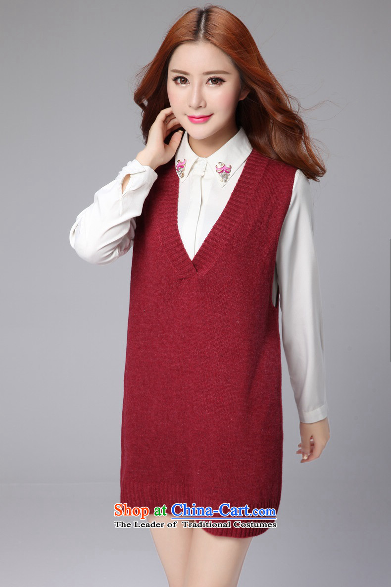 To XL 2015 Autumn and Winter Sweater dresses, forming a new women's dress code V-neck, Sau San large sleeveless vest vest jacket skirt knitting dress skirt thick wine red XL approximately 120-140 catty picture, prices, brand platters! The elections are supplied in the national character of distribution, so action, buy now enjoy more preferential! As soon as possible.