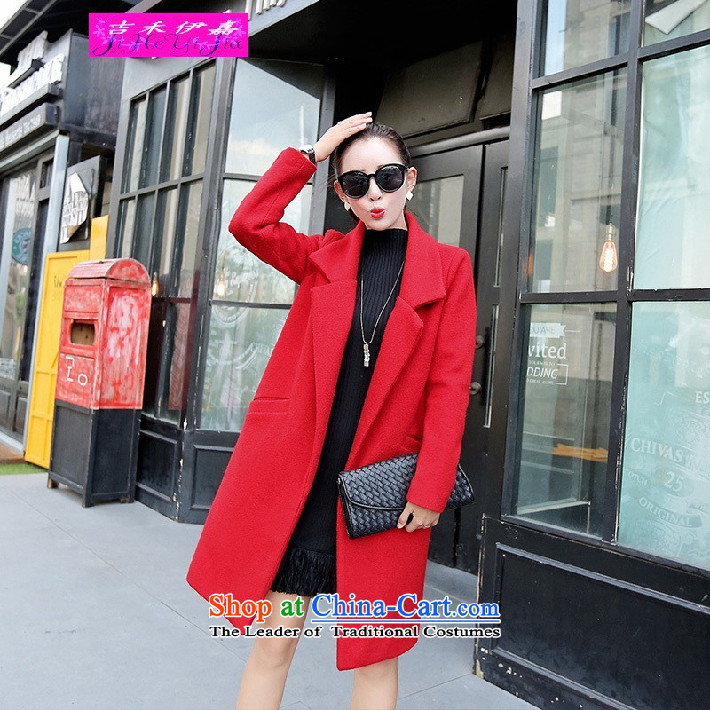 Gil Wo Ika wool coat women 2015? New autumn and winter in long loose video thin a wool coat Korean jacket coat? simple fashion Wild Green XL, Gil Wo Ika shopping on the Internet has been pressed.