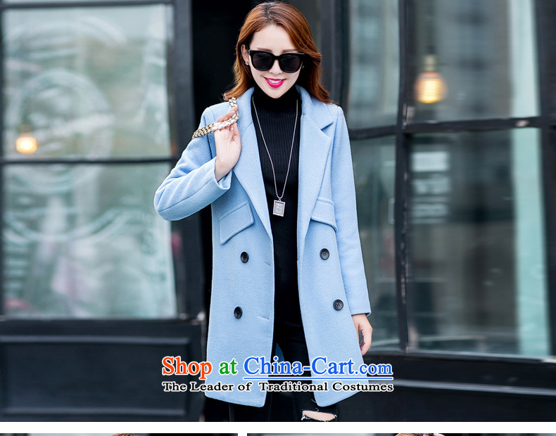Diffuse and sum 2015 autumn and winter new women's stylish girl Won? coats video graphics thin double-jacket in gross? long)? For Winter Blue M sub picture, prices, brand platters! The elections are supplied in the national character of distribution, so action, buy now enjoy more preferential! As soon as possible.