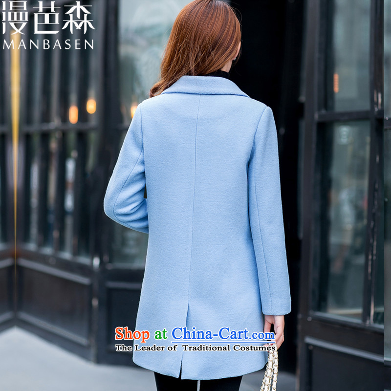 Diffuse and sum 2015 autumn and winter new women's stylish girl Won? coats video graphics thin double-jacket in gross? long)? For Winter Blue M, sub-man and the sum has been pressed shopping on the Internet