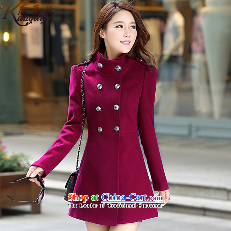 Contee Ah 2015 autumn and winter new Korean Women's jacket coat? In long long-sleeved coats female 7017# gross? wine red , L, Tarja Halonen (KANGDIYA CONTEE) , , , shopping on the Internet