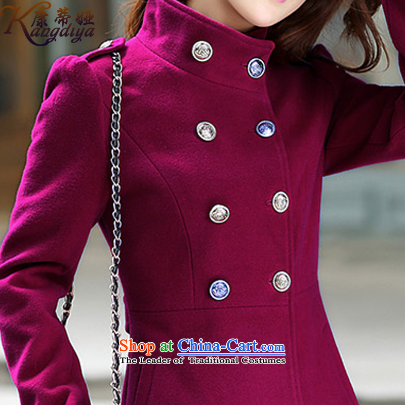Contee Ah 2015 autumn and winter new Korean Women's jacket coat? In long long-sleeved coats female 7017# gross? wine red , L, Tarja Halonen (KANGDIYA CONTEE) , , , shopping on the Internet