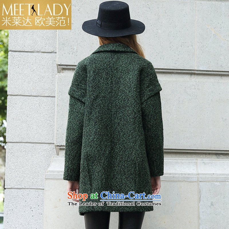 M LEDDA 2015 autumn and winter in new long wool coat? solid color flip neck jacket and dark- S, M female 5LN140 LEDDA (MEETLADY) , , , shopping on the Internet